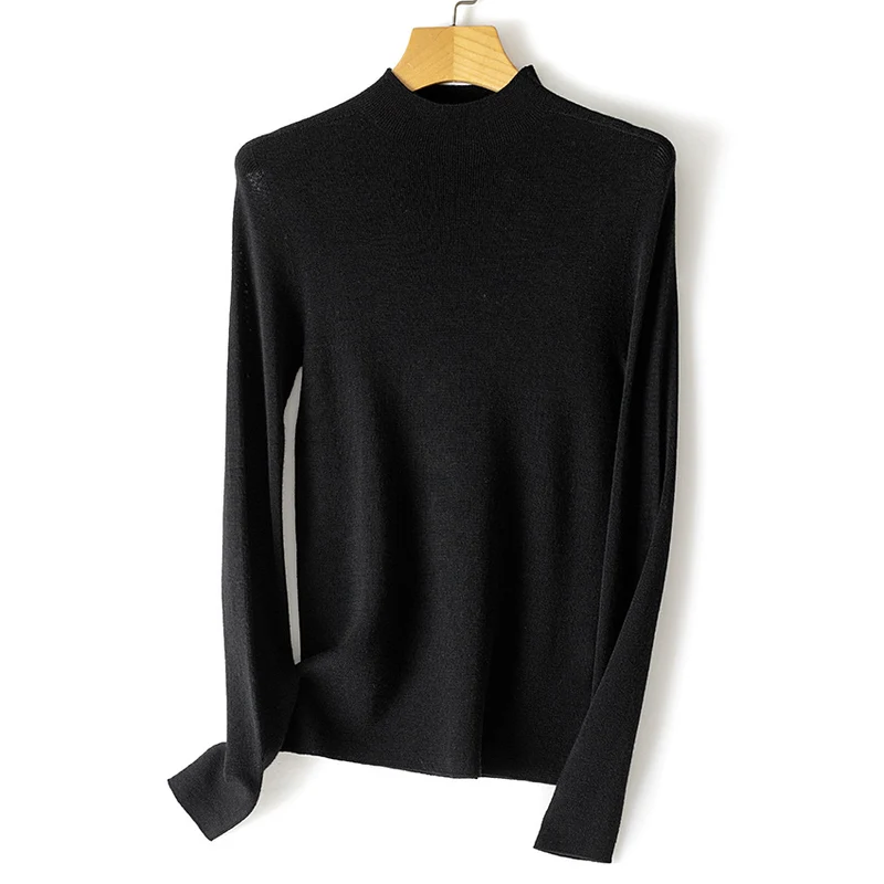 Damen Feiner Stretch-Feinstrickpullover mit halbem Stehkragen und schlanker Silhouette Drune
