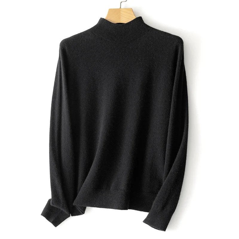 Damen Feiner Stehkragen-Pullover aus Kaschmir-Mix mit gerippten Abschlüssen Drune