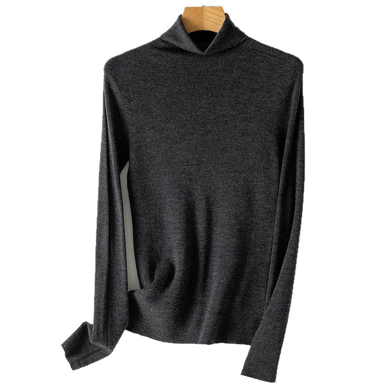Damen Feiner Rollkragen-Feinstrickpullover mit schmaler Silhouette und elastischem Saum Drune