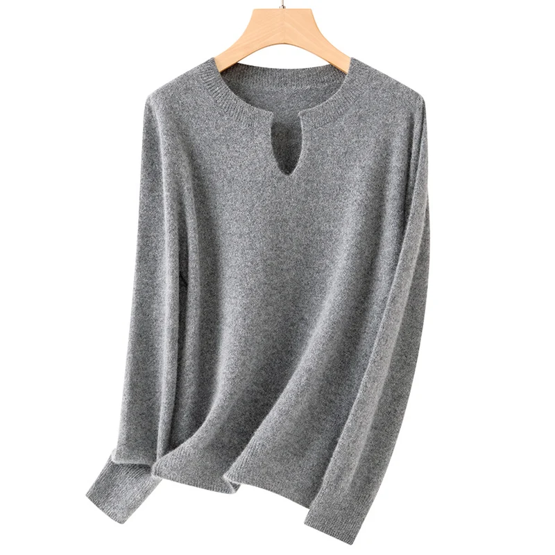 Damen Feiner Feinstrick-Pullover mit Schlüsselloch-Ausschnitt und gerippten Abschlüssen Drune
