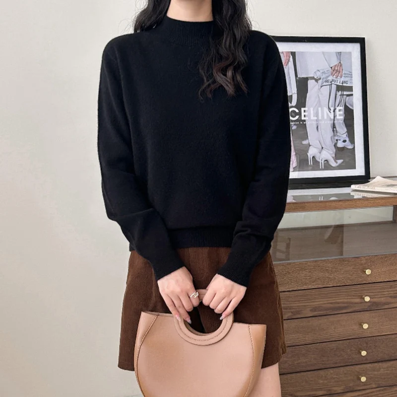 Damen Feiner Feinstrick-Pullover mit kurzem Stehkragen und Kaschmir-Optik Drune