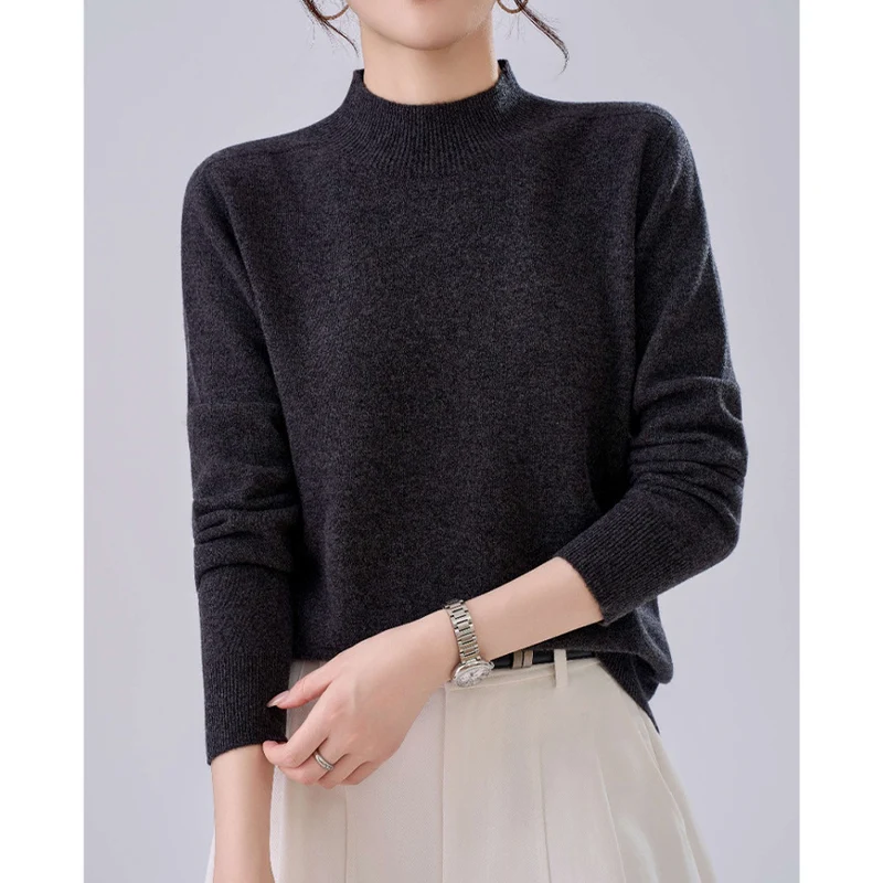 Damen Feiner Feinstrick-Pullover mit kurzem Stehkragen und Kaschmir-Optik Drune