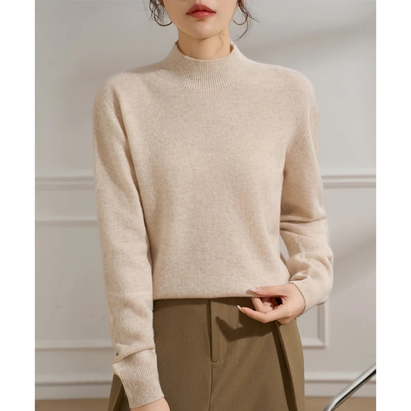 Damen Feiner Feinstrick-Pullover mit kurzem Stehkragen und Kaschmir-Optik Drune