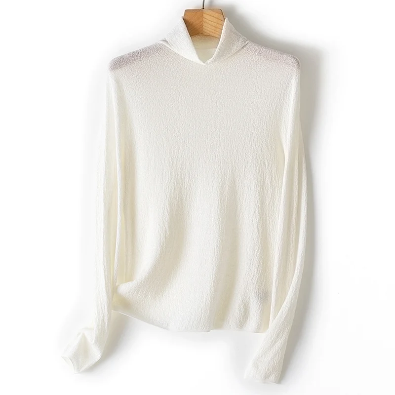 Damen Feiner Crinkle-Rollkragenpullover mit leichtem Fall Drune