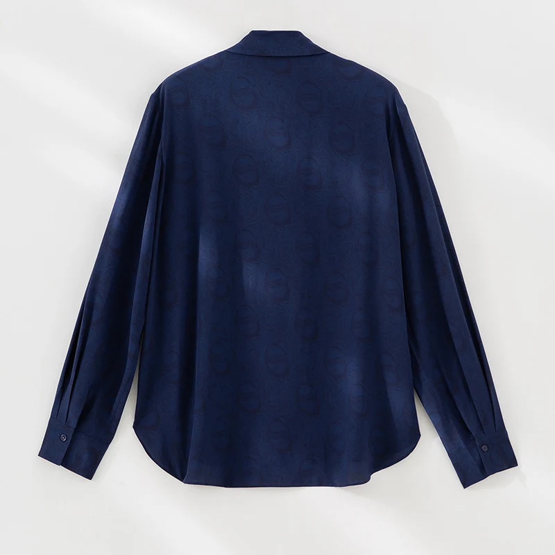 Damen Elegante Schleifenkragen-Bluse mit Jacquardstruktur und lockerer Passform Drune