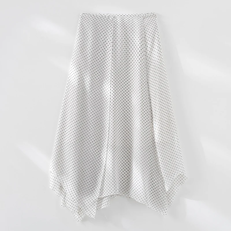 Damen Chiffon-Bluse mit Schleifenkragen, Pünktchenmuster und Biesen-Detail Drune