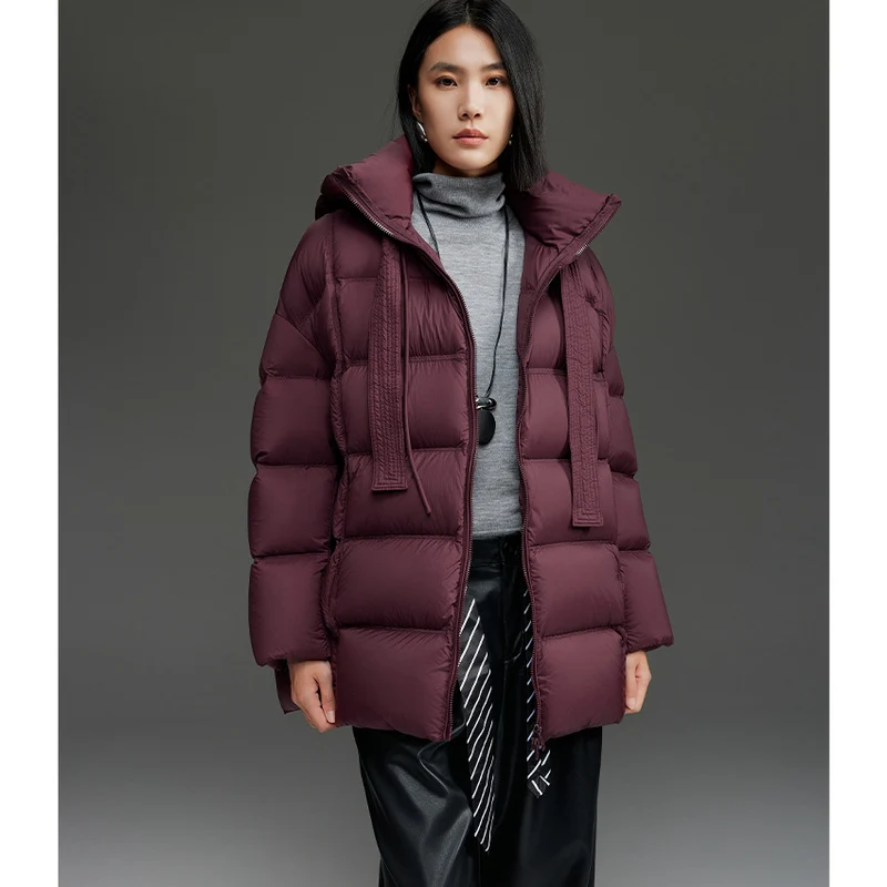 Damen Boxy-Steppjacke mit übergroßem Thermokragen und dekorativen Kordel-Details Drune