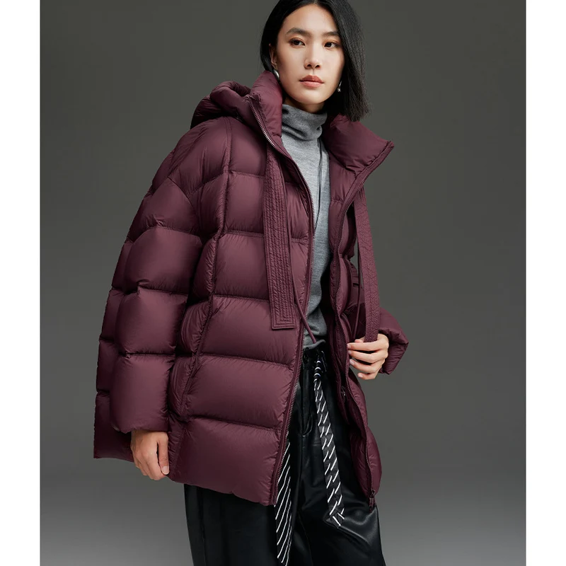 Damen Boxy-Steppjacke mit übergroßem Thermokragen und dekorativen Kordel-Details Drune