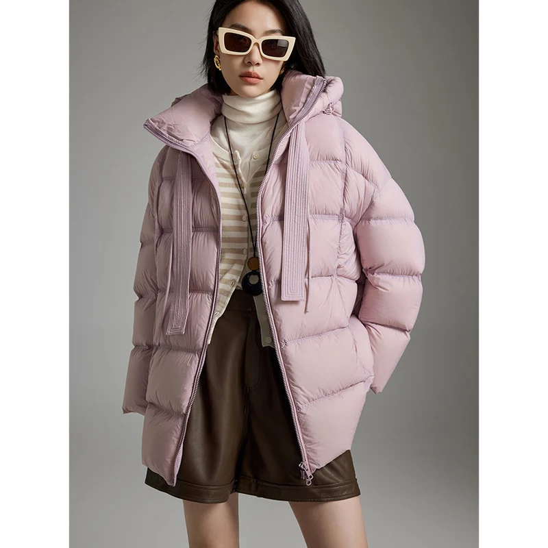 Damen Boxy-Steppjacke mit übergroßem Thermokragen und dekorativen Kordel-Details Drune
