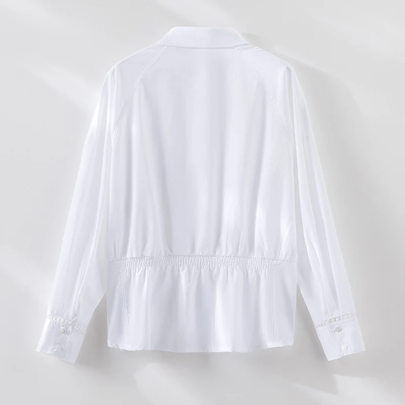 Damen Baumwollbluse mit seitlichen Raffungen und legerer Oversize-Silhouette Drune
