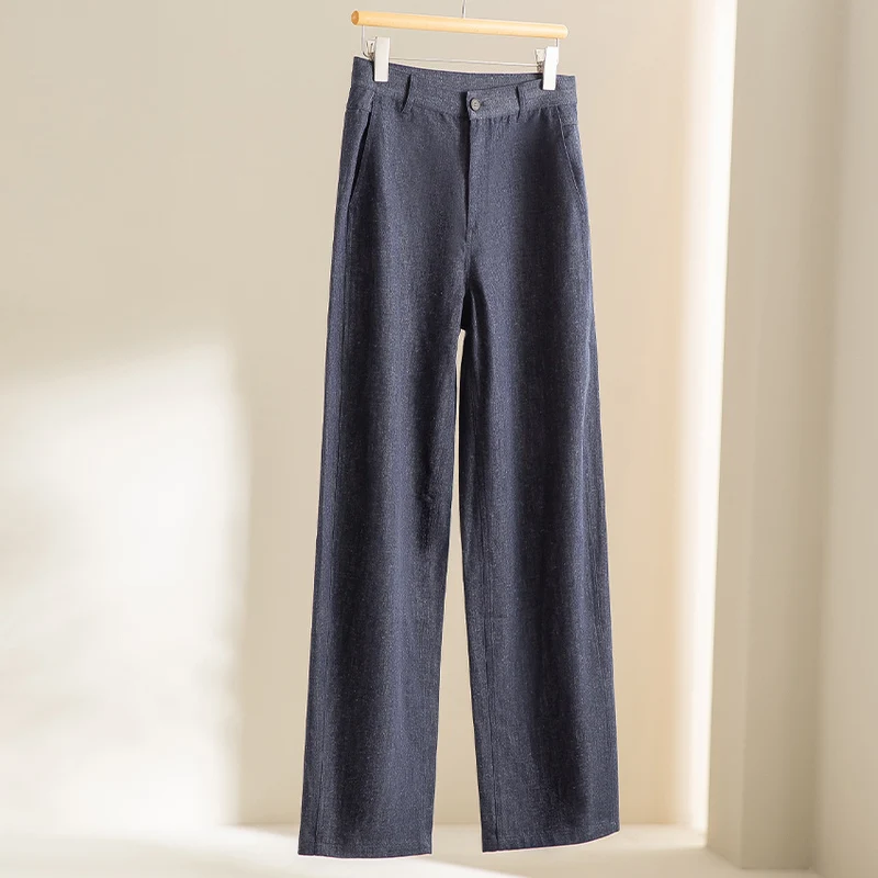 Damen Ärmellose leicht taillierte Weste aus Leinen-Denim mit Knopfleiste und aufgesetzten Taschen Drune