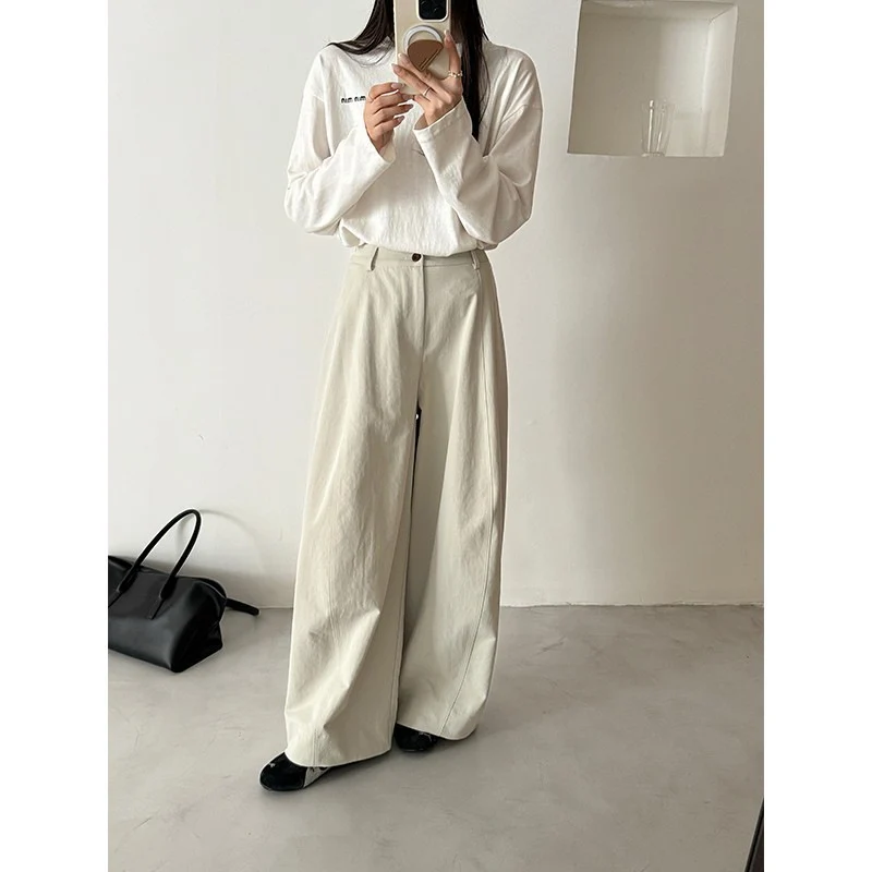 Damen Weite Palazzo-Hose mit fließendem Fall und hoher Taille Drune