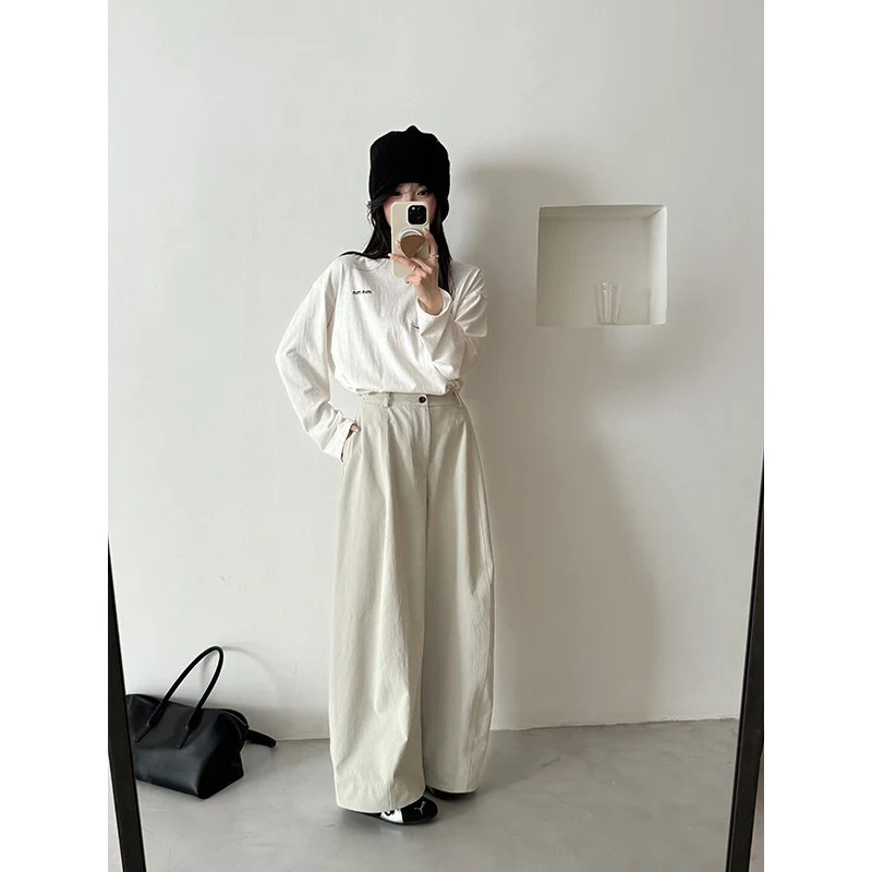 Damen Weite Palazzo-Hose mit fließendem Fall und hoher Taille Drune