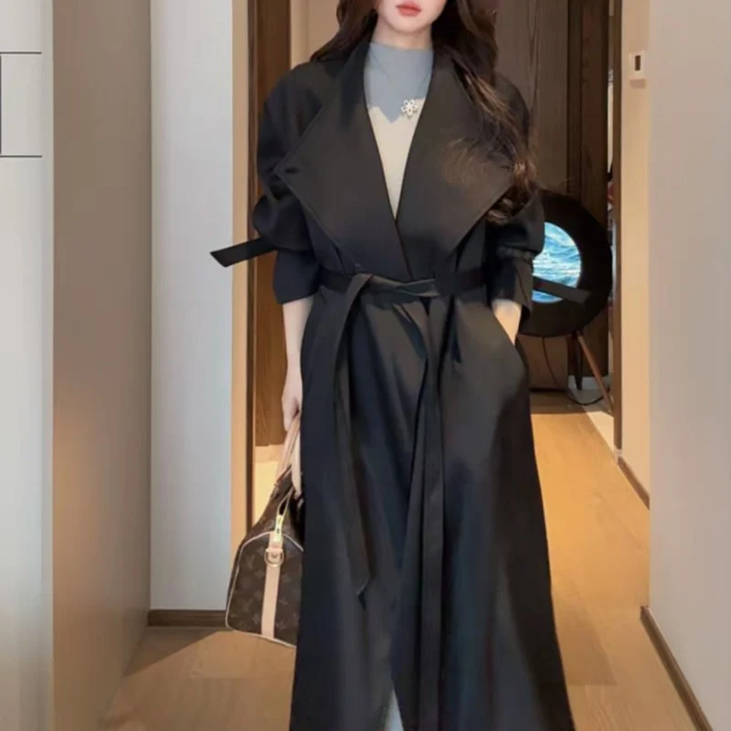 Damen Oversized Wickelmantel mit asymmetrischem Schnitt und verstellbaren Manschetten Drune