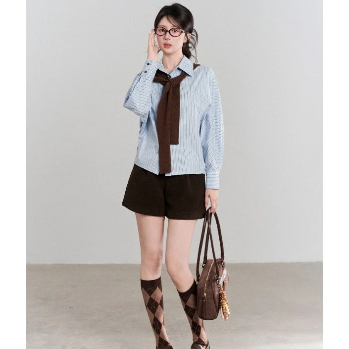 Damen Oversize-Hemdbluse mit feinen Nadelstreifen, weiten Ärmeln und lässigem Saum Drune