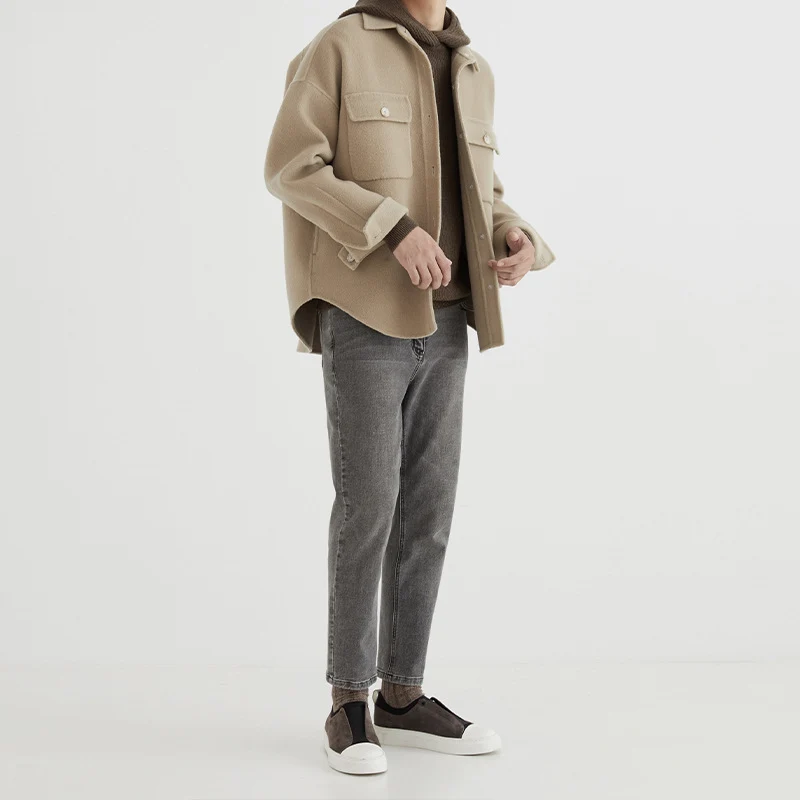 Herren Overshirt aus Wollmix mit überschnittener Schulter und aufgesetzten Brusttaschen Drune