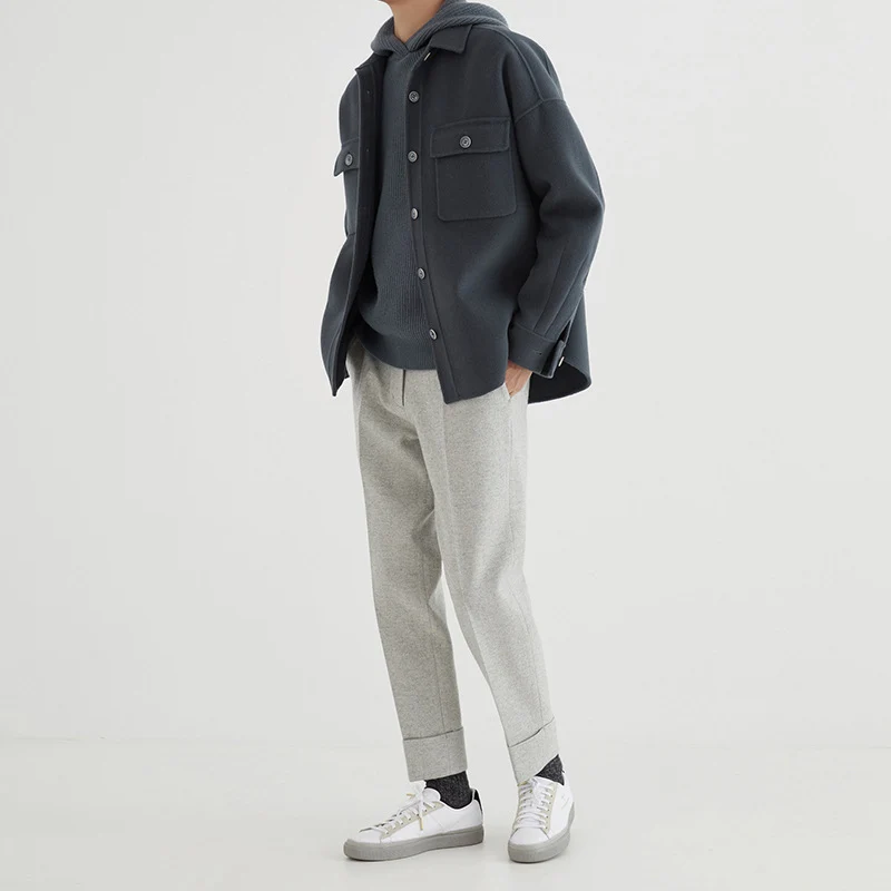 Herren Overshirt aus Wollmix mit überschnittener Schulter und aufgesetzten Brusttaschen Drune