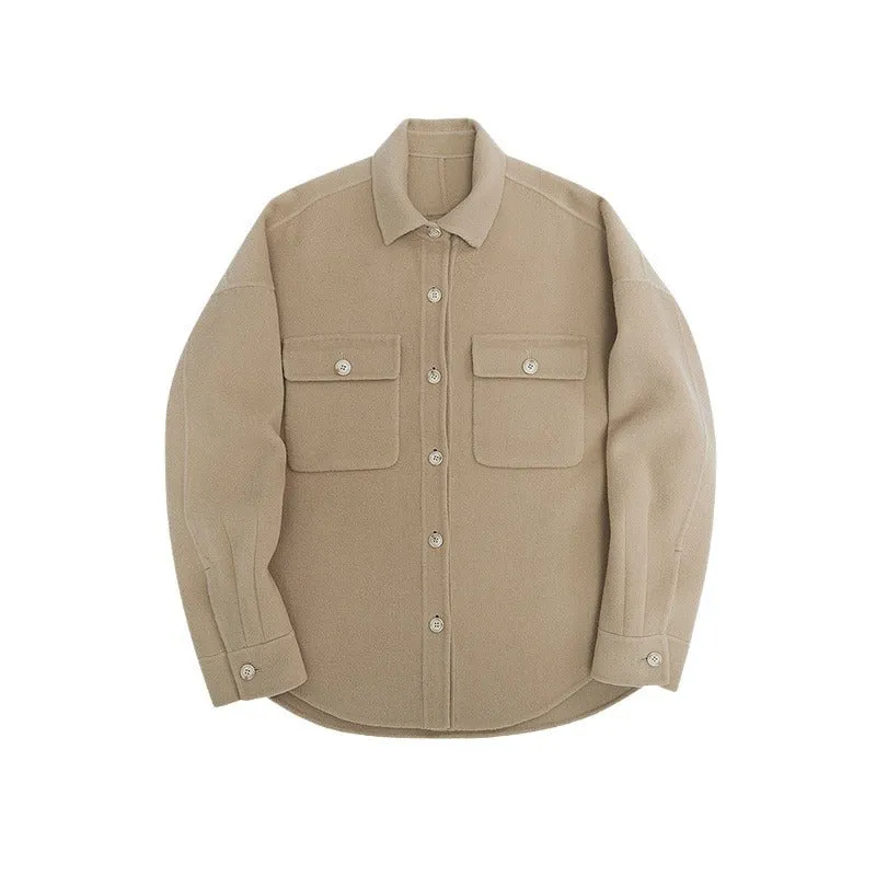 Herren Overshirt aus Wollmix mit überschnittener Schulter und aufgesetzten Brusttaschen Drune