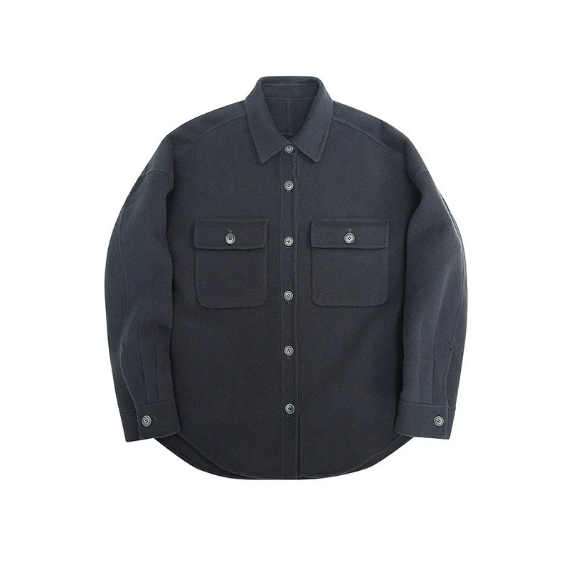 Herren Overshirt aus Wollmix mit überschnittener Schulter und aufgesetzten Brusttaschen Drune