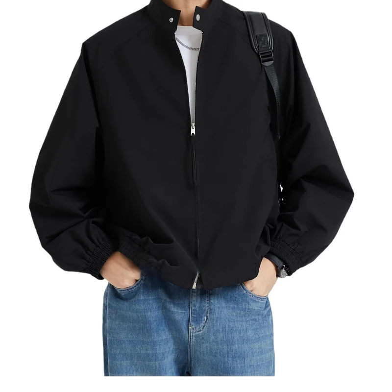 Herren leichte oversized Bomberjacke mit Stehkragen und elastischen Bündchen Drune