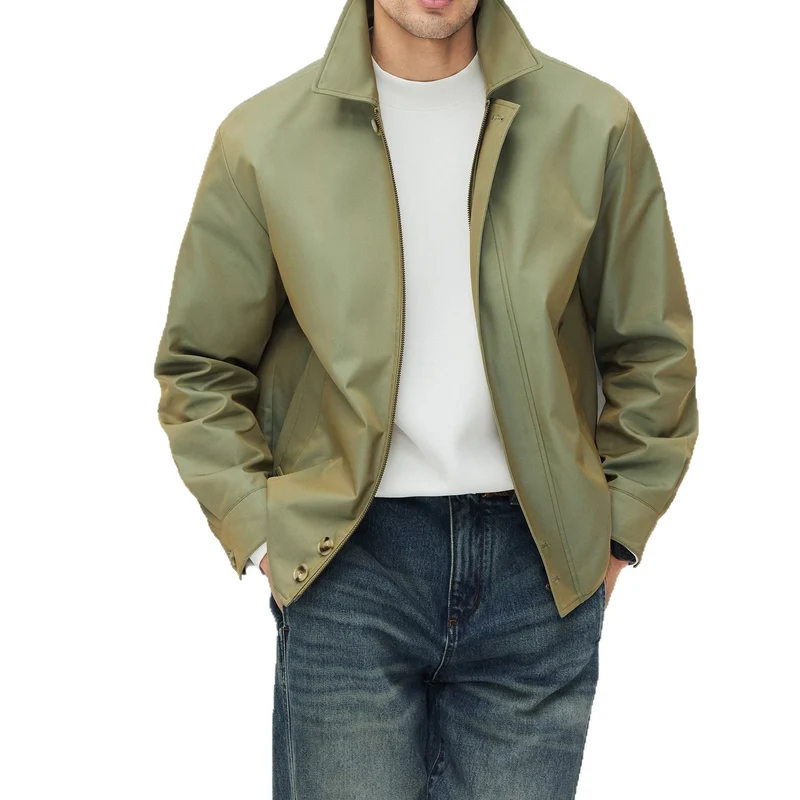 Herren Kurzjacke im modernen Harrington‑Stil mit Stehkragen und verdecktem Reißverschluss Drune