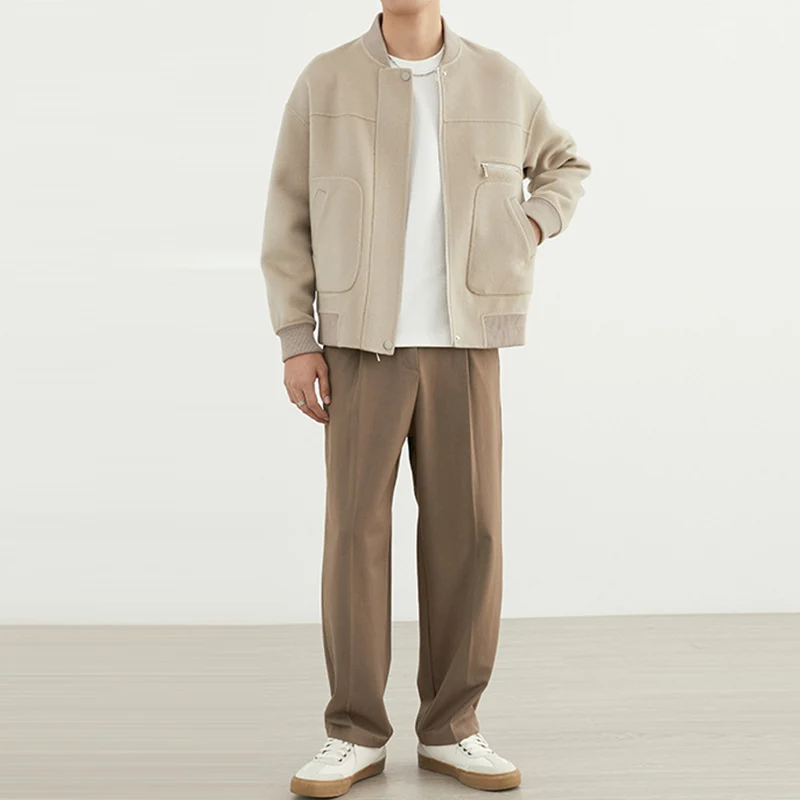 Herren Kurzjacke im Blouson-Stil aus Wollmix mit Rippkragen, Reißverschluss und Brusttasche Drune