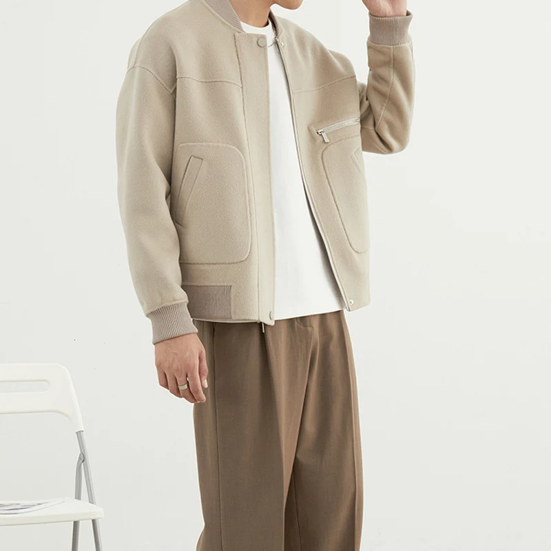 Herren Kurzjacke im Blouson-Stil aus Wollmix mit Rippkragen, Reißverschluss und Brusttasche Drune