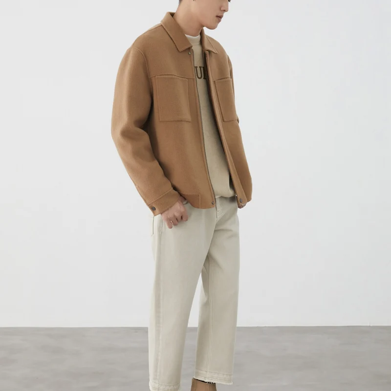 Herren Kurzjacke aus Wollmix mit Kastenform, Brusttaschen und verdecktem Reißverschluss Drune