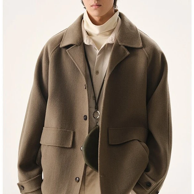 Herren Kurzjacke aus Wollmix im Oversized-Schnitt mit Umschlagkragen Drune