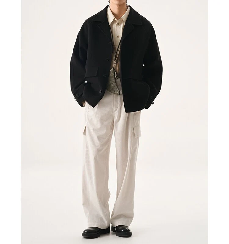 Herren Kurzjacke aus Wollmix im Oversized-Schnitt mit Umschlagkragen Drune