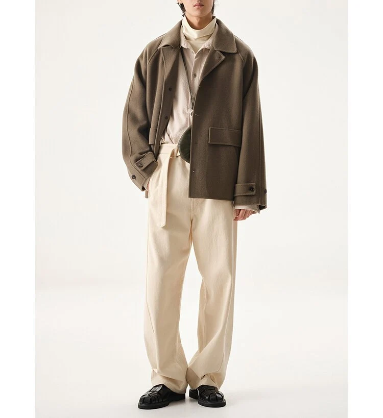 Herren Kurzjacke aus Wollmix im Oversized-Schnitt mit Umschlagkragen Drune