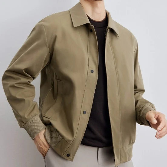 Herren klassische Harringtonjacke mit Rippsaum und verdecktem Reißverschluss Drune