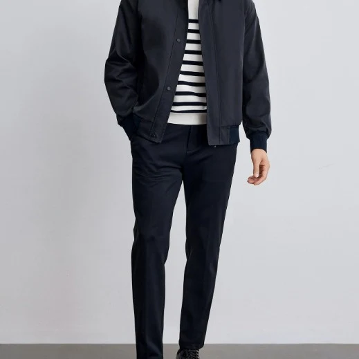 Herren klassische Harringtonjacke mit Rippsaum und verdecktem Reißverschluss Drune
