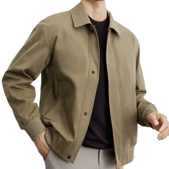 Herren klassische Harringtonjacke mit Rippsaum und verdecktem Reißverschluss Drune