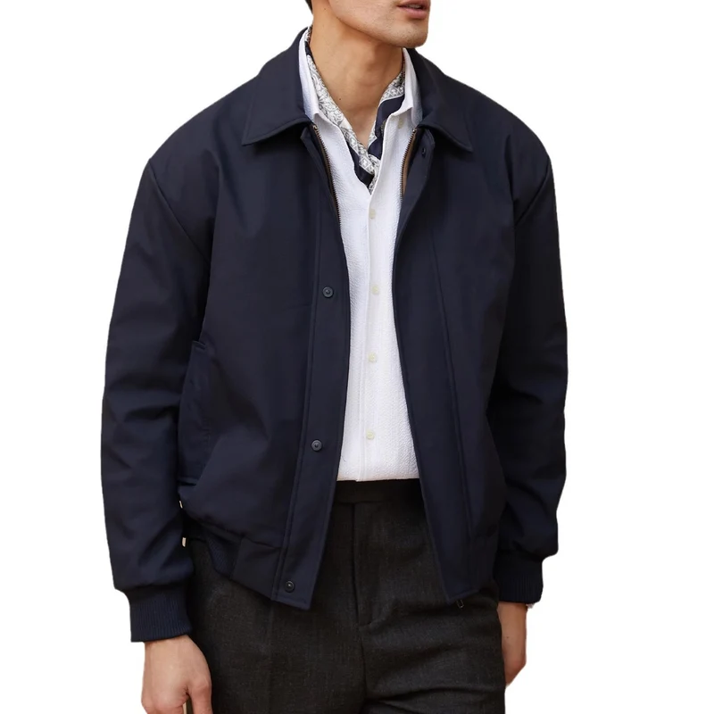 Herren klassische Harrington-Jacke mit Reißverschluss und Rippbündchen Drune