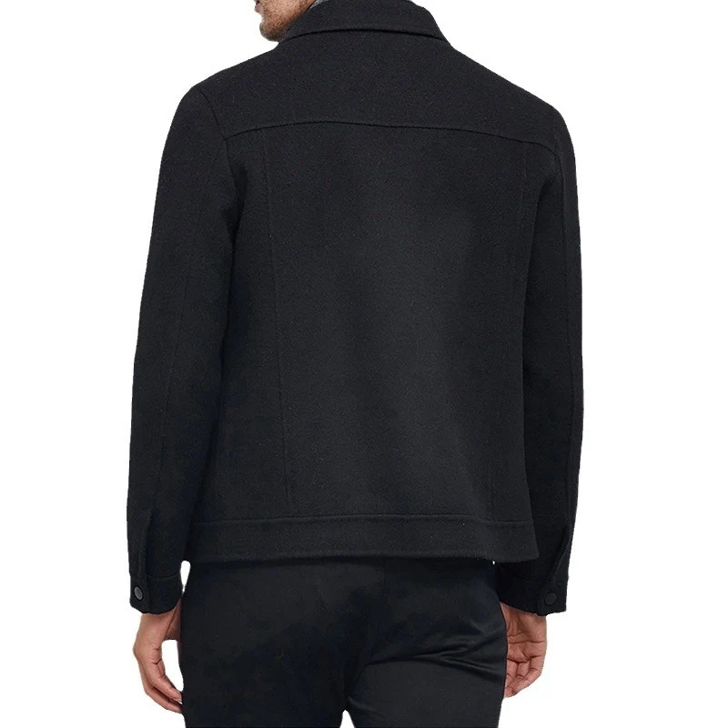 Herren Kastenförmige Wollmix-Blousonjacke mit verdeckter Druckknopfblende und Eingrifftaschen Drune