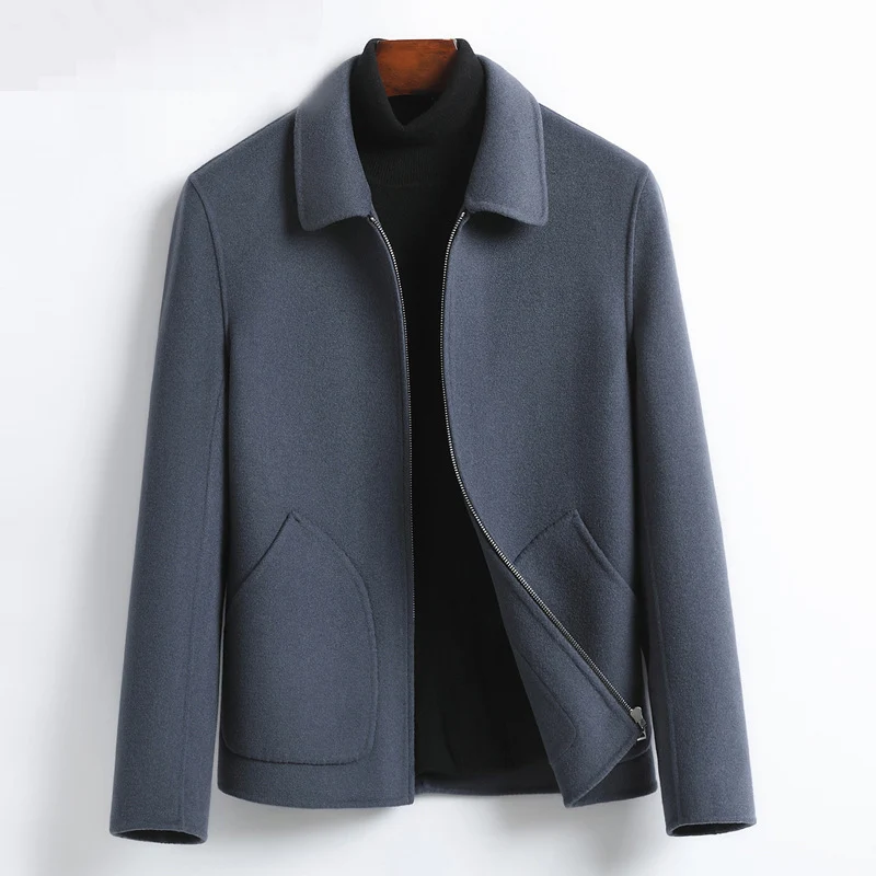 Herren Elegante Kurzjacke aus Wollmix mit Stehkragen, verdecktem Reißverschluss und konturierten Eingrifftaschen Drune