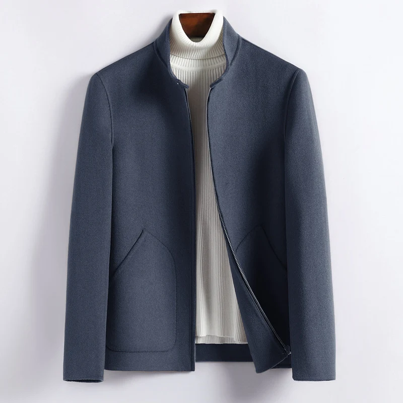 Herren Elegante Kurzjacke aus Wollmix mit Stehkragen, verdecktem Reißverschluss und konturierten Eingrifftaschen Drune