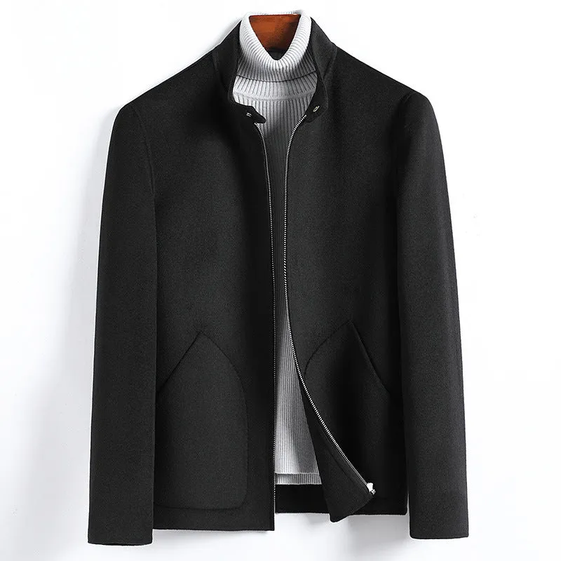 Herren Elegante Kurzjacke aus Wollmix mit Stehkragen, verdecktem Reißverschluss und konturierten Eingrifftaschen Drune