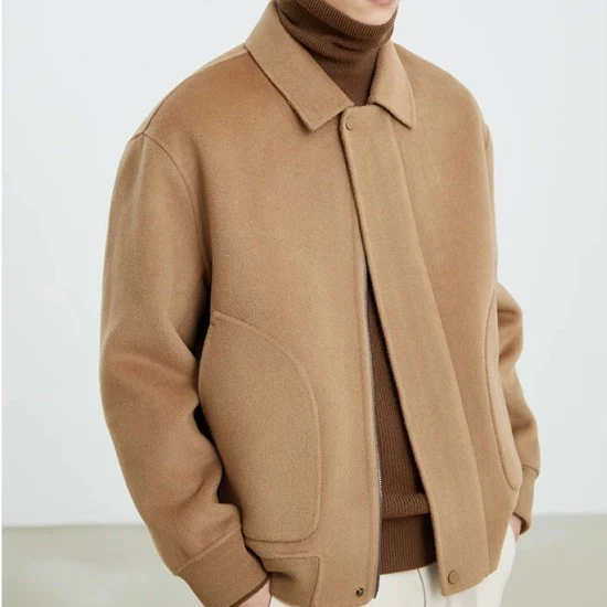Herren Boxy Wollmix-Zipjacke mit verdeckter Knopfleiste und runden aufgesetzten Taschen Drune