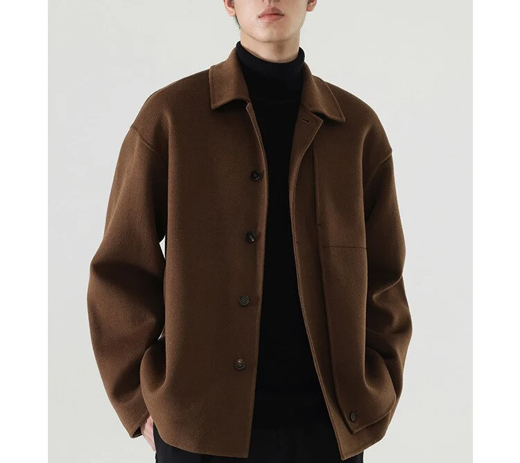 Herren Boxy Wollmix-Hemdjacke mit durchgehender Knopfleiste und überschnittener Schulter Drune