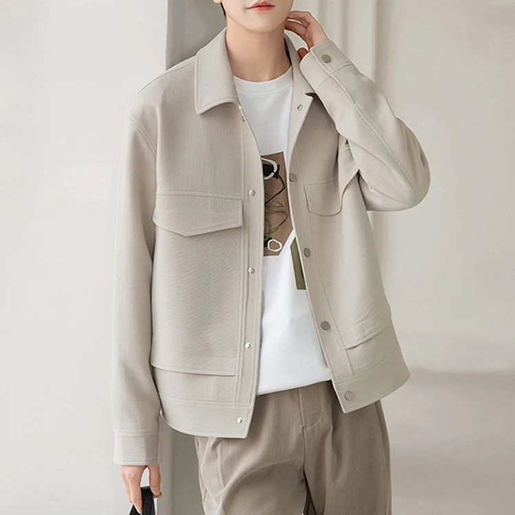 Herren Boxy Overshirt-Jacke mit Druckknöpfen und aufgesetzten Taschen Drune