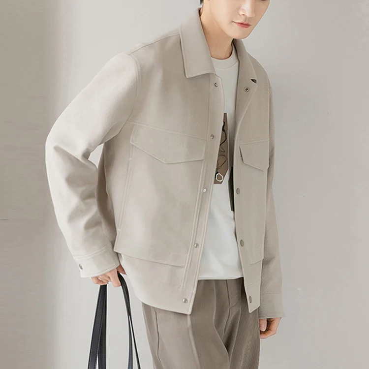 Herren Boxy Overshirt-Jacke mit Druckknöpfen und aufgesetzten Taschen Drune