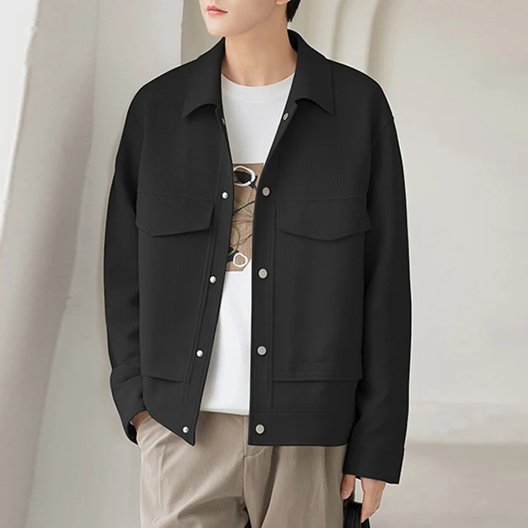 Herren Boxy Overshirt-Jacke mit Druckknöpfen und aufgesetzten Taschen Drune