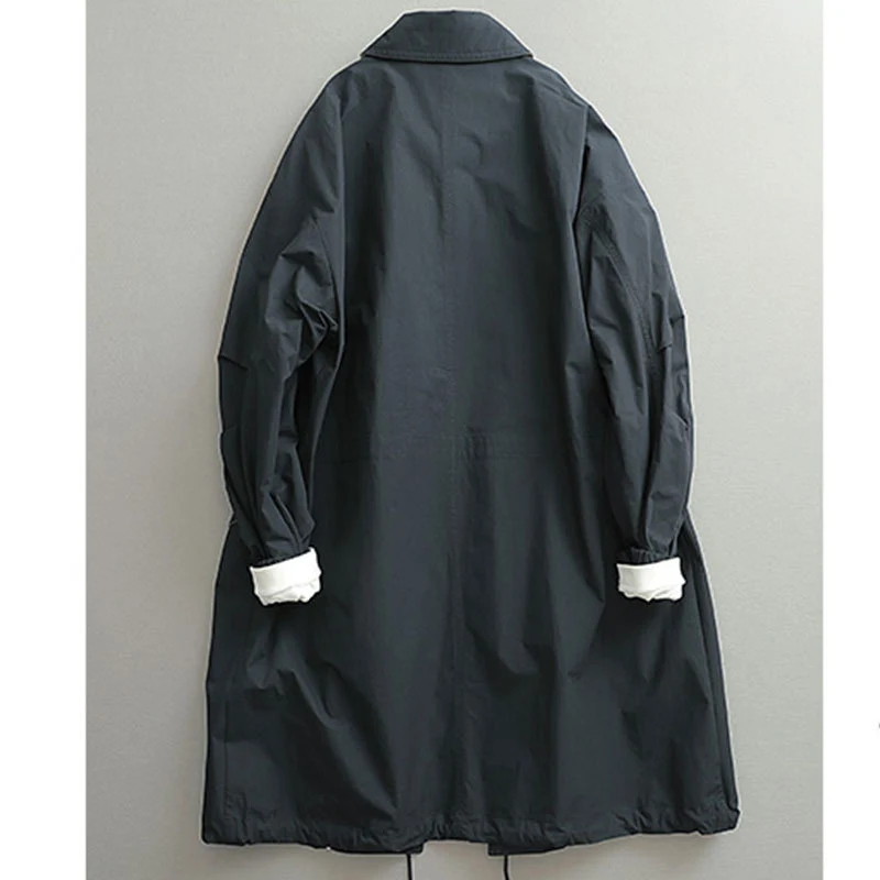 Damen Oversize-Trenchcoat aus atmungsaktivem Baumwollmischgewebe mit verdeckter Knopfleiste Drune