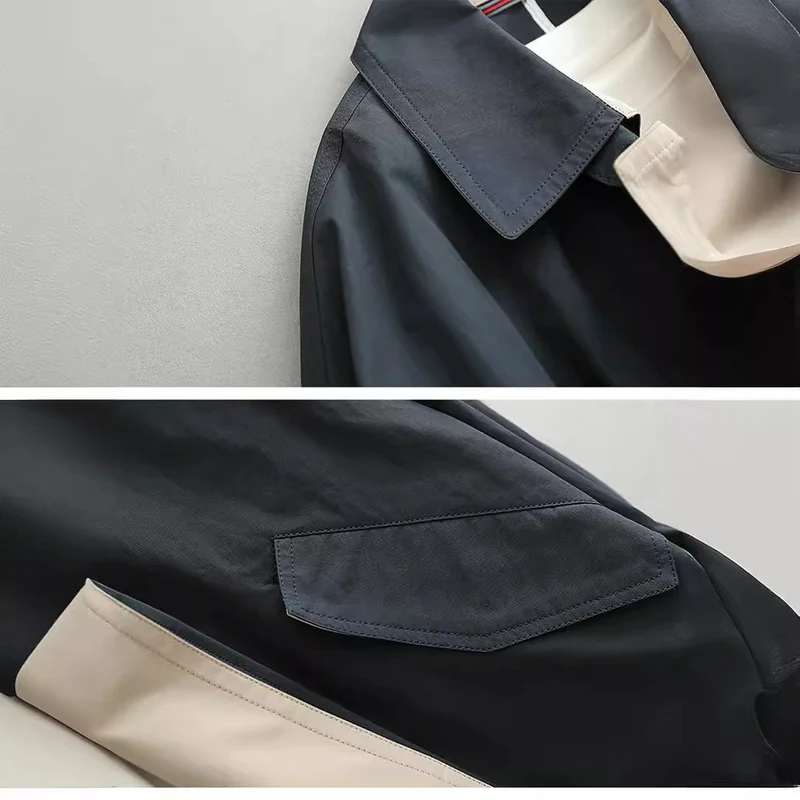 Damen Oversize-Trenchcoat aus atmungsaktivem Baumwollmischgewebe mit verdeckter Knopfleiste Drune