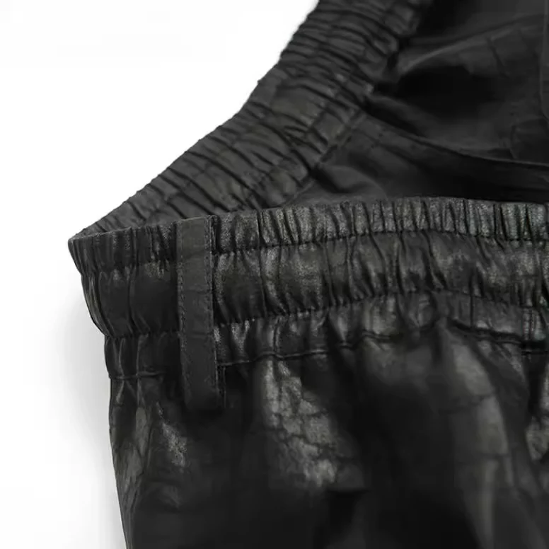 Damen Lederimitat-Jogginghose mit elastischem Bund und Tunnelzug Drune