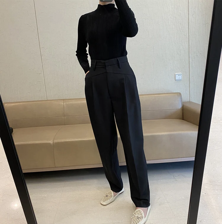 Damen Weit geschnittene High-Waist-Hose Drune