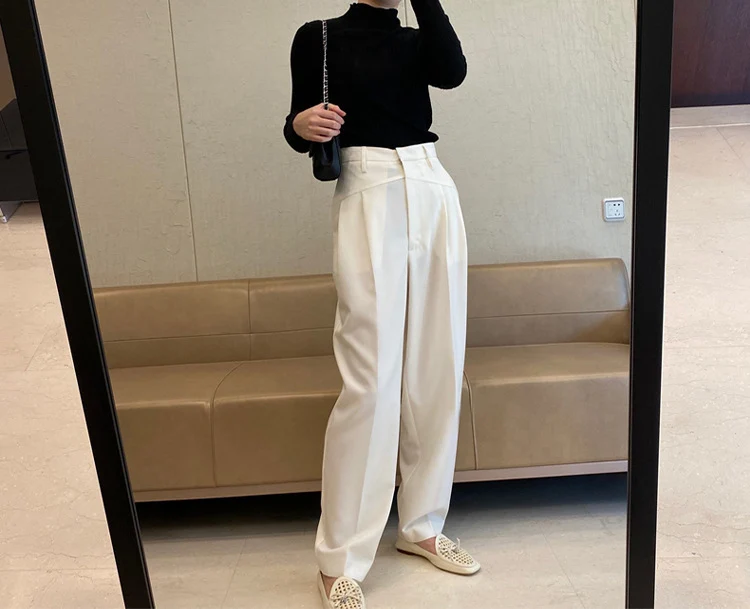 Damen Weit geschnittene High-Waist-Hose Drune