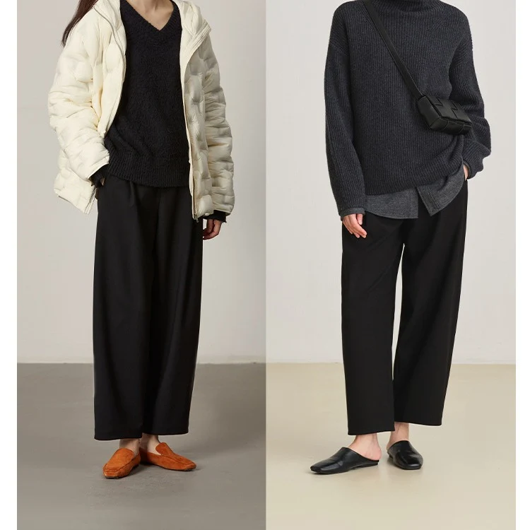Damen Weit geschnittene High-Waist Anzughose Drune